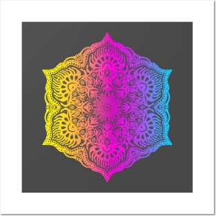 Colorful abstract ethnic floral mandala pattern design Posters and Art